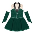 thumbnail image 5 of Vestido de baile lírico de Ballet brillante para niñas, guantes sin dedos, calzoncillos incorporados, Ropa de baile latino Cha-cha, 5 of 5