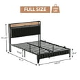 thumbnail image 3 of Full/Queen/King Size Bed Frame with Storage Headboard, Industrial Upholstered Platform Bed Frame with LED Headboard and USB outlets, Strong Frame Slats Support, Easy Assembly, Black, 3 of 9