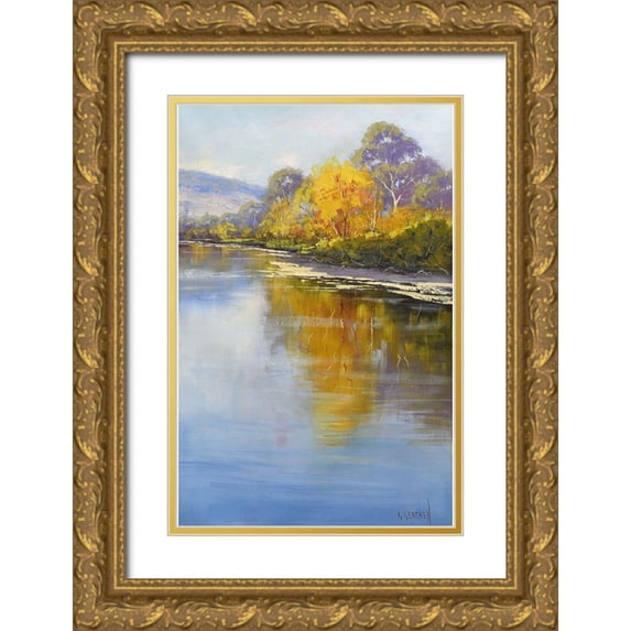 Gercken, Graham 22x32 Gold Ornate Wood Framed with Double Matting Museum Art Print Titled - Tumut River