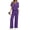 Purple, variant on Fantaslook Lounge Sets for Women Casual 2 Piece Outfits Summer V Neck Short Sleeve Tops and Wide Leg Pants Pajamas Sets