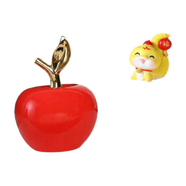 Estatua de serpiente de dibujos animados, escultura de cerámica, fruta artificial, resina, artesanía, adorno realista, adecuado para el hogar, la ofic