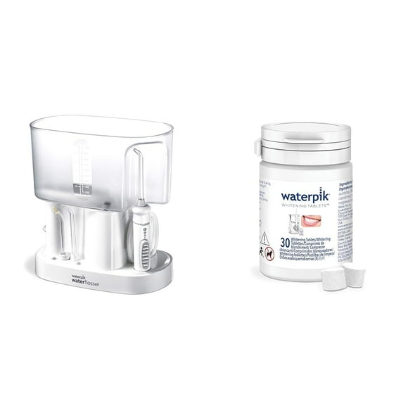 Waterpik Water Flosser Classic Professional WP 72, Countertop Oral Irrigator, White & Fresh Mint Whitening Refill Tablets (30 Count) â for Use with Waterpik Boost Tip