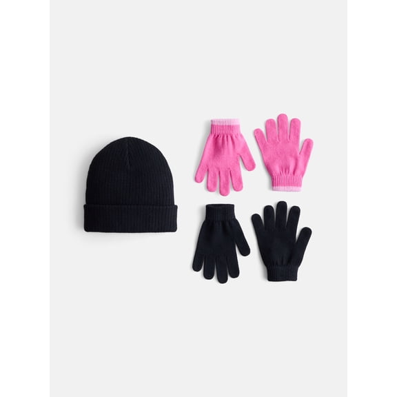 Wonder Nation Girls Beanie and Glove Set, 2 Piece