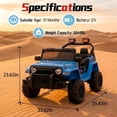 thumbnail image 5 of Xuanlur 12V Kids Ride on Car with Remote Control, Ride on Toys w/ Dual Drive, Four-Wheel Suspension, Bluetooth Music, LED Lights, USB, Shock Absorption, Toys Car for Kids Aged, Blue, 5 of 8