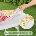 thumbnail image 5 of Vibrant Boho Floral Print Elastic Hem Tablecloth - Round Table Cover for Kitchen Patio - Fits 52 to 56 Inch, 5 of 7