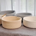 thumbnail image 2 of Round Handmade Cotton Rope Baskets Containers Storage Bins Cotton Rope Baskets for Storage Throw Blanket Basket for Living Room Decorative Large Woven Basket Hand-woven Braided Storage Basket, 2 of 5