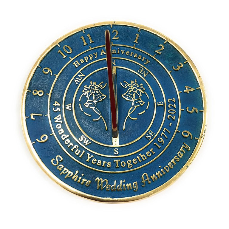 Nautical-Mart 45th Sapphire Wedding Anniversary Sundial Gift Idea Is A Great Present for Him, for Her or for A Couple to Celebrate 45 Year of Marriage