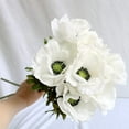 thumbnail image 3 of 7PCS Anemone Artificial Flowers Real Touch Silk Flower Wedding Bride Bouquet DIY Home Decor (White), 3 of 4
