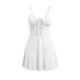 thumbnail image 6 of NominalSnug Dresses for Women Spaghetti Strap Sleeveless Mini Dresses Lace up V Neck Babydoll Summer Dresses, 6 of 8