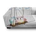thumbnail image 3 of Cartoon Soft Flannel Fleece Throw Blanket, 2 Owls in Love on a Swing Blossoming Tree Branch Spring Romance, Cozy Plush for Indoor and Outdoor Use, 50" x 60", Pale Pink Pale Blue, by Ambesonne, 3 of 6