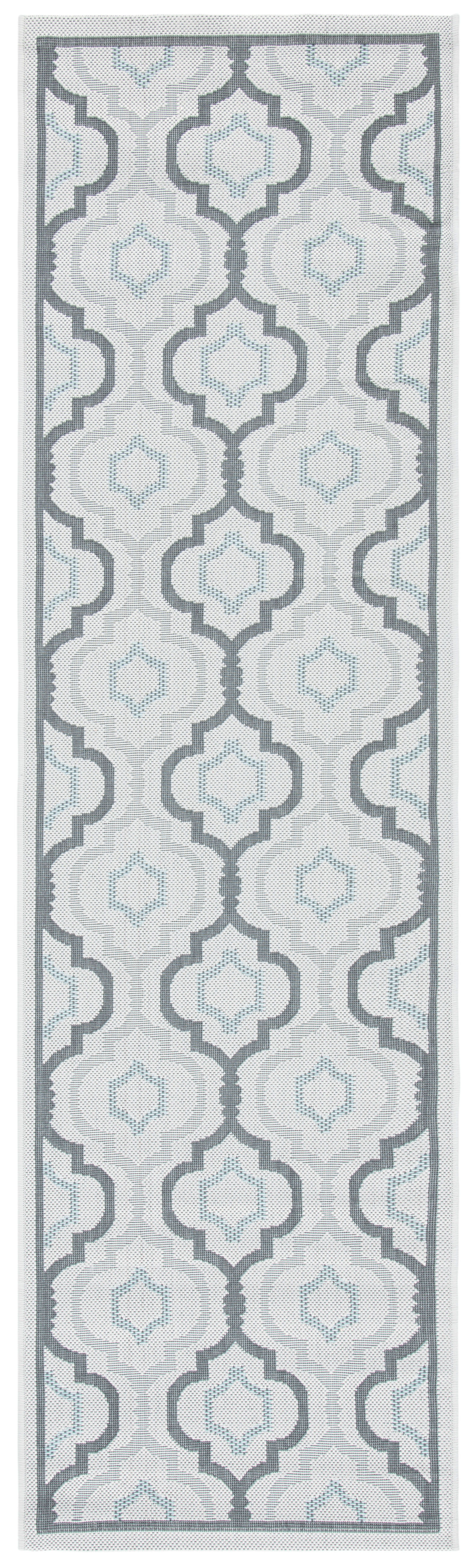 Safavieh Courtyard Bayon Geometric Indoor/Outdoor Runner Rug, Light Gray/Anthracite, 2'3" x 14'