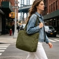 thumbnail image 6 of HCBY Women's Canvas-Nylon Blend Tote Shoulder Bag, Large Capacity Student Commute Handbag, 2-Way Carry Casual Everyday Tote, Water-Repellent Multi-Purpose Purse, 6 of 6