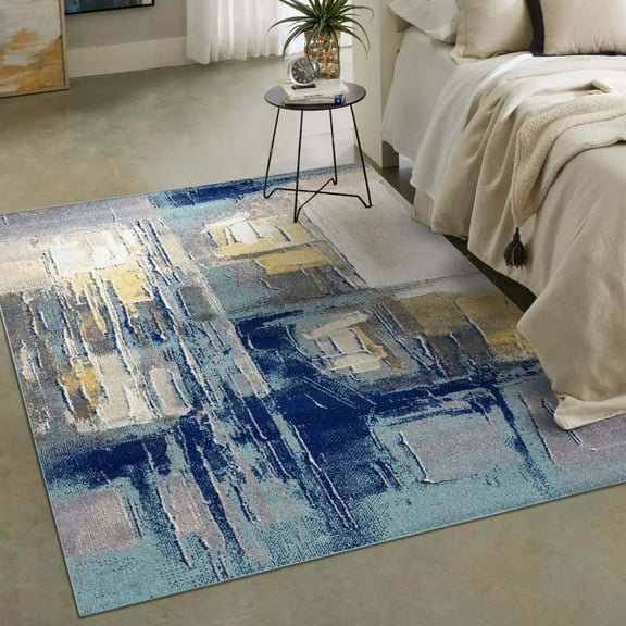 Luxe Weavers Modern Abstract Area Rug Blue 8x10 Bedroom Carpet