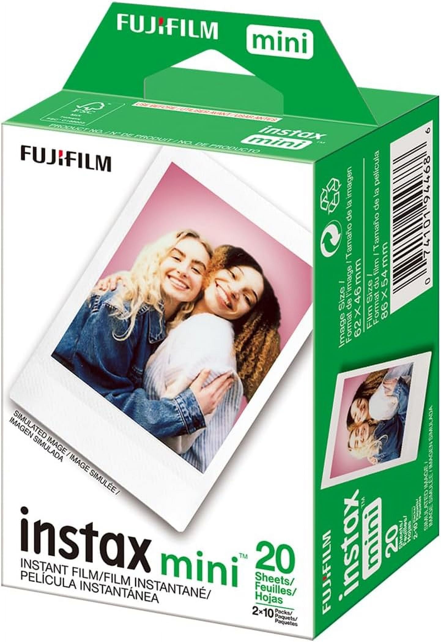 インタミニフィルム Fujifilm INSTAX Mini Instant Film 2 Pack = 20 Sheets (White) for
