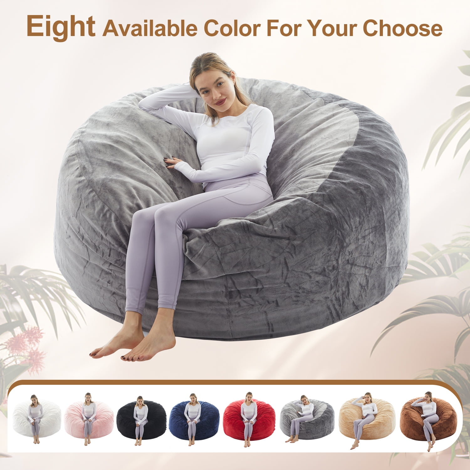 LaoGeoRon 3ft Bean Bag Chair for Adults with Filling,Memory Foam Lazy Beanbag Sofa with Removable Washable Flannel Cover