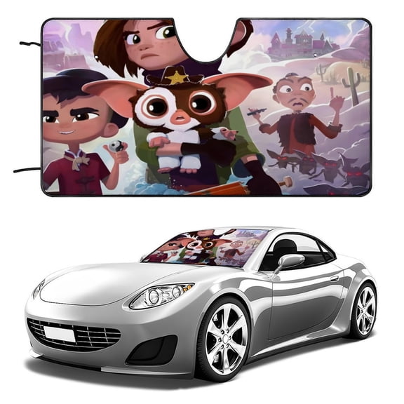 Gremlins The Wild Batch-theme Windshield Sun Shade Front Protector Folding Car Sun Visor Blocks Uv Rays Keeps Your Vehicle Cool56in*30in(140cm*76cm)