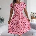 thumbnail image 2 of Ruimatai Women's Casual Sexy V Neck Short Sleeve Dress Summer Loose Print Flowy Party Dress with Waist Tie and Ruffle Hem, 2 of 6