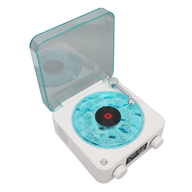 Altavoz Giratorio , Altavoz Retro, Luz Nocturna, Visualización De La Hora, Estilo Tocadiscos: Sonido Cristalino, Opción De Ideal Para Niñas
