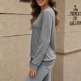 thumbnail image 5 of AGWOLF V Neck Sweatshirt for Women Comfort Long Sleeve Pullover Fall Outfits Casual Women Tops Gray S, 5 of 9