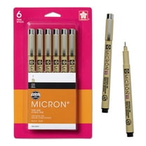 Sakura Pigma Micron Fineliner Pens, Archival Black, 03 Tip Size, 6 Pk