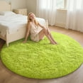 thumbnail image 5 of KIXINWA Green Round Rug for Girls Bedroom, Fluffy Circle Rug for Kids Room, 5x5 Feet Plush Area Rug for Bedroom, Soft Fuzzy Circular Rug, Non Slip Shaggy Living Room Rug, 5 of 6