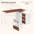 thumbnail image 2 of Costway 54.5” L-Shaped Computer Desk with File Cabinet, 3 Drawers & Charging Station Brown & White, 2 of 10