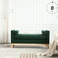 thumbnail image 2 of 53.5"W Modern Upholstered Ottoman, Sofa Bench with Wood Legs and 2 Bolster Pillows, Rectangular Footstool for End of Bed, Bedroom, Living Room, Entryway, Green, 2 of 6