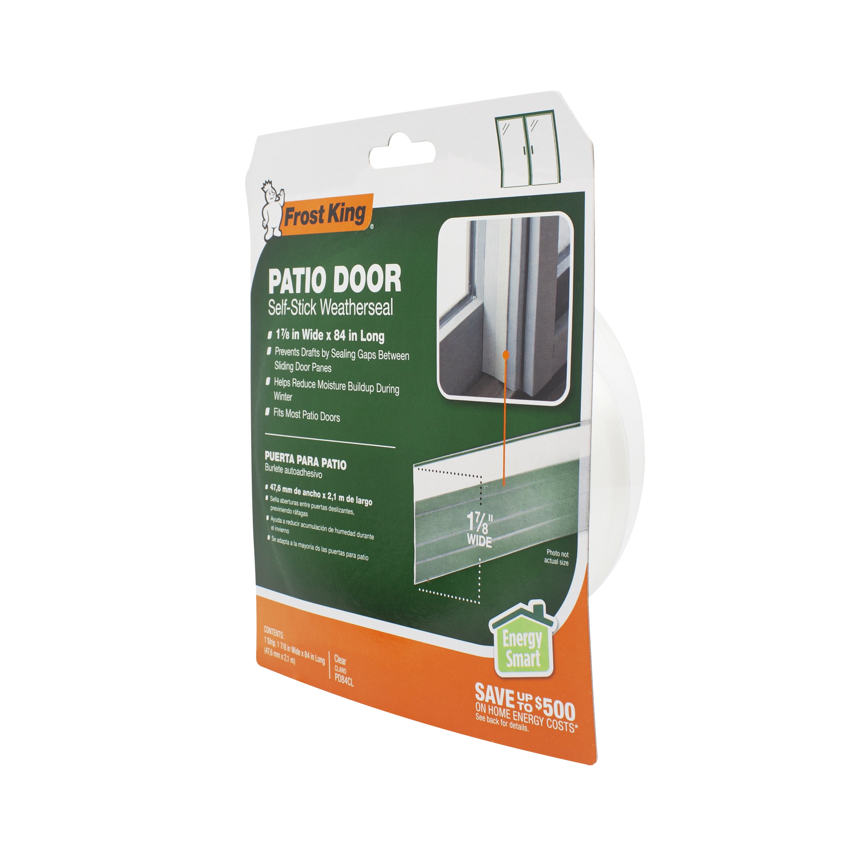 Frost King Patio Door Self-Stick Weatherseal, 1-7/8" Wide X 84" Long, Clear