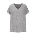 thumbnail image 4 of Uaswgudfs ​Casual Women Blouses: V-Neck Loose Fit Knit Top with Ribbed Texture & Summer Breathable Trendy Design, 4 of 5
