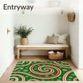 thumbnail image 3 of ODIKA 4'x6' Machine Washable Non-Slip Area Rug, Cane Swirl Latch Hook Kit Festive Spiral Design Cushion DIY High Traffic Rug, Green, 736434, 3 of 7