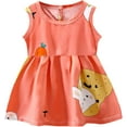 thumbnail image 1 of LAICAIW Robe d'Été Fine Sans Manches à Col Rond Imprimé Mode Mignon pour Filles Robe de Princesse Robe de Noël pour Tout-Petits Filles (Orange, 80), 1 of 7