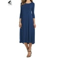 thumbnail image 6 of PULLIMORE Women Casual Half Sleeve Autumn Dresses Long Midi Loose Swing Dress with Pockets（Nary Blue), 6 of 9
