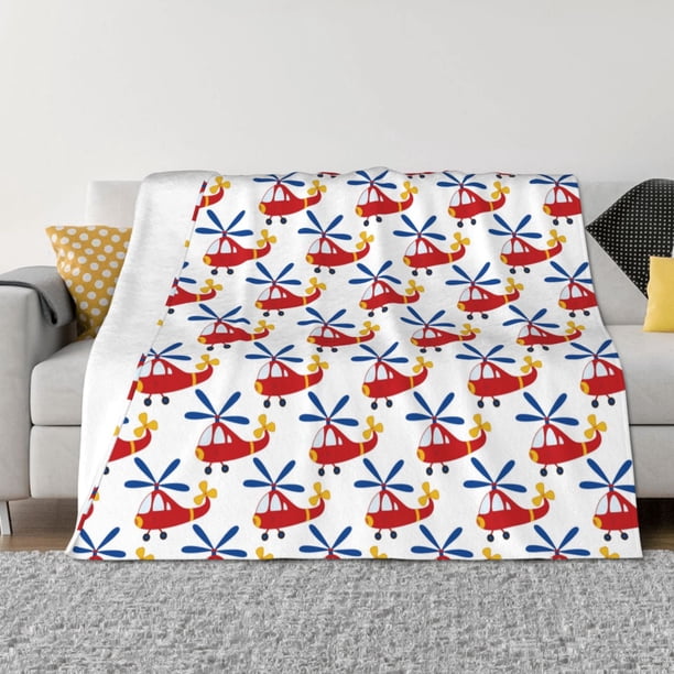 Balery Cartoon Helicopter Manta de Franela con Dibujo, Lujo Ultra Suave y Cálido, Antipelusa y Resistente a las Arrugas para Cama, Sofá, Camping -60"x50"