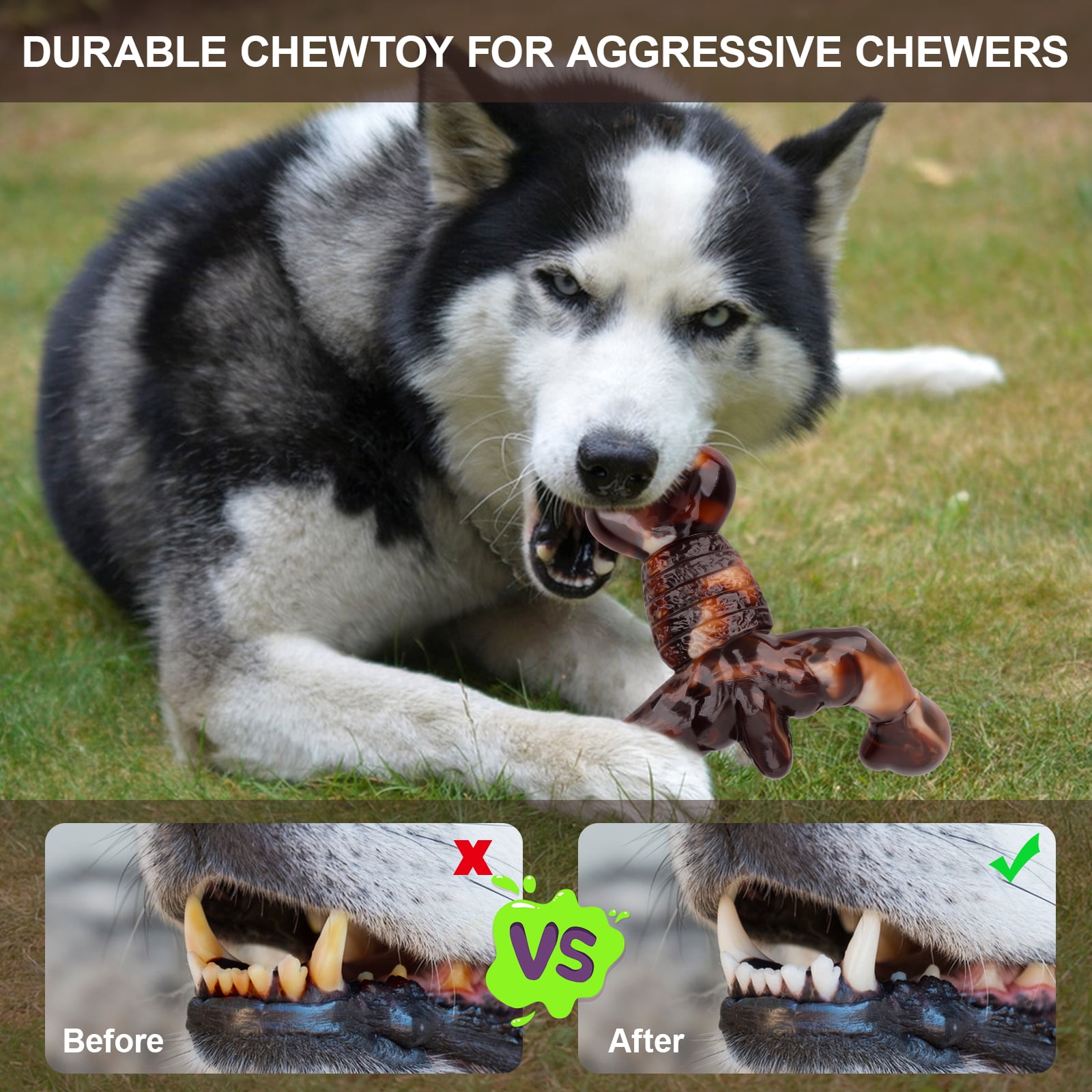 Aelflane Dog Chew Toys for Aggressive Chewers,Indestructible Dog Toy ,Tough  Nylon Double-Bone Dog Chew Toy,Bacon Flavor