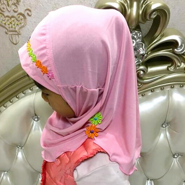 Neinkie Girls Muslim Hijab Floral Lace Head Scarf Kids Islamic