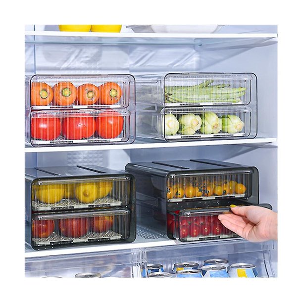 Caja de huevos de doble capa para mascotas, organizadores de refrigerador de cocina transparente, cajón para verduras, plástico, hogar D Hy