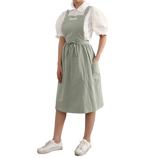 Delantal vintage bonito con espalda cruzada para mujer, con bolsillos, para cocinar y pintar