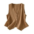 thumbnail image 2 of Lightweight Linen Vest Women Summer Sleeveless V Neck Button Down Blazer Business Casual Jacket Waistcoat Vest, 2 of 7