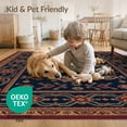 thumbnail image 4 of ODIKA 6'x9' Washable Area Rug Blue Red Geometric Medallion Design Intricate Pattern with Elegant Borders for Family Room, Living Room, Master Bedroom, Non-Slip, Easy Care, 4 of 7
