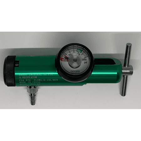 Oxygen Tank Regulator Model 0-15 LPM. Barb Outlet NEW