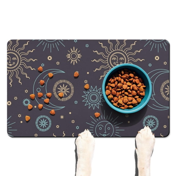 Bathroom Rug Goth Star Constellation Eclipse Moon Celestial Artistic Quick Dry Non-Slip Waterproof Washable for Shower Sink or Doorway