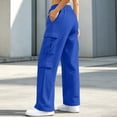 thumbnail image 6 of Women's Fleece Lined Wide Leg Cargo Sweatpants, Ghalytn Elastic Drawstring Warm Multi-Pocket Streetwear Pants, 6 of 6