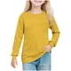 thumbnail image 2 of Blusas y camisas de manga larga con cuello redondo para niñas de 5 a 14 años, color liso, con cuello redondo y manga larga, 2 of 8