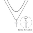 thumbnail image 3 of Metal Minimalism Hip Hop Cross T Ium Steel Necklace-9silver, 3 of 5