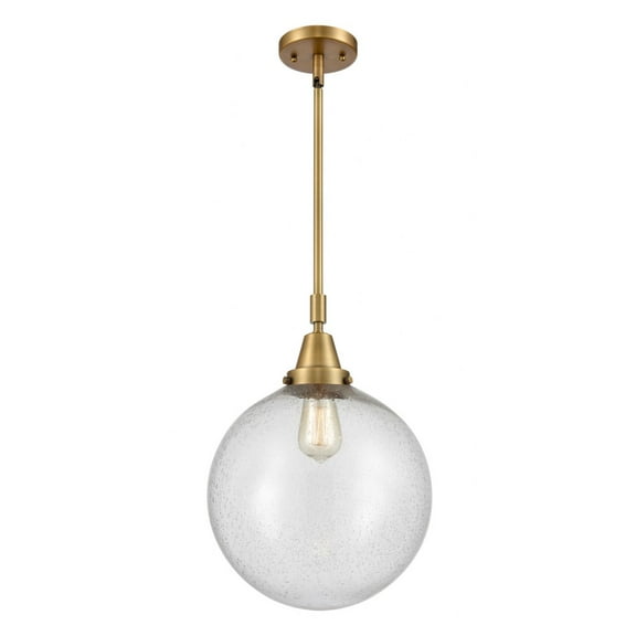 447-1S-BB-G204-12 Innovations Lighting Beacon - 1 Light Stem Hung Mini Pendant-16.13 Inch Tall and 12 Inch Wide-Brushed Brass Finish-Seedy Glass Color