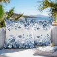 thumbnail image 4 of Outdoor Pillow Cover Blue Flowers Set of 2 Waterproof Throw Pillowcases Floral Leaf Plant Decorative Patio Furniture Pillows for Couch Garden Indoor & Outdoor Use, 4 of 9