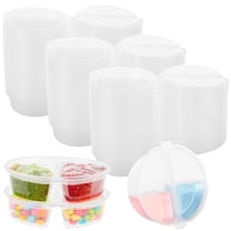 100 PCS 2-Compartment Condiment Cups with Lids, 3.4 oz Disposable Leak Proof Sauce Containers, Clear Plastic Snack Containers for Travel & Meal Prep