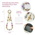 thumbnail image 2 of Wrapables Sparkling Beaded Cell Phone Wrist Strap, Keychain, Bag Charm with Lanyard Tether Tab, Purple Butterfly, 2 of 6