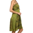 thumbnail image 3 of Sakkas Lacey Stonewashed Embroidered Silver Threaded Spaghetti Strap Dress - Green - 1X/2X, 3 of 4
