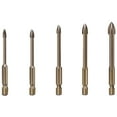 thumbnail image 2 of Glass and Tile Drill Bit Set, 5-Piece Carbide Tip High-Speed Bits for Ceramic, Porcelain, Mirror and Thin Metal, Fits Hand Drill and Drill Press, 2 of 9
